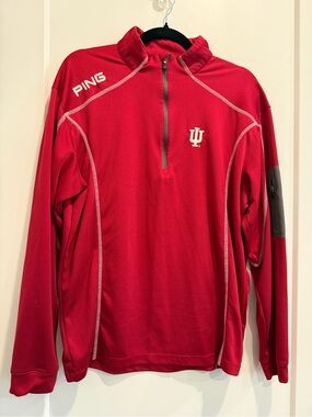 Indiana University Red Quarter-Zip Performance Pullover with IU Logo - Size L